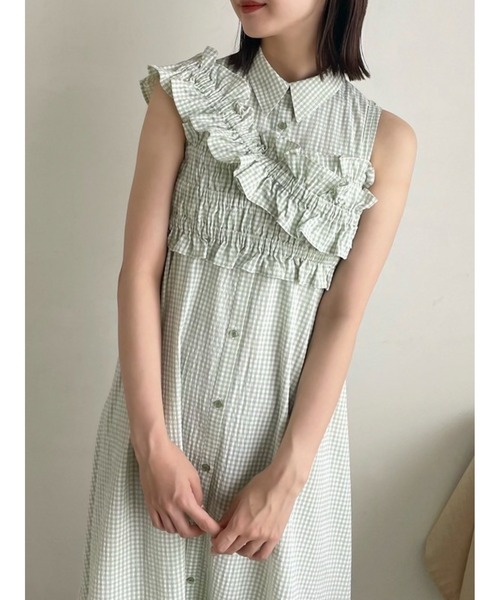 dazzlin（ダズリン）の「ギャザービスチェSETシャツワンピース