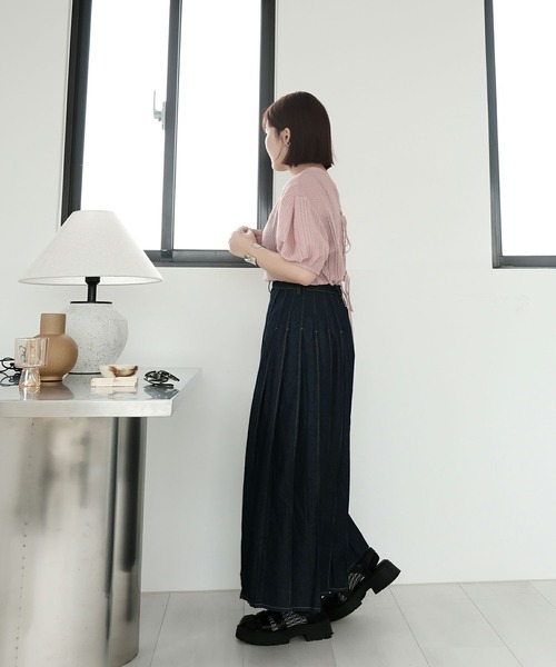 mimi toujours(ミミトゥジュール)の「2way シアー レース リボン ブラウス mimi toujours×ImSpring(シャツ/ブラウス・レディース・ピンク/アイボリー/ブラック・M)」の5枚目の写真