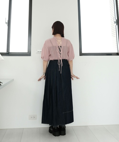 mimi toujours(ミミトゥジュール)の「2way シアー レース リボン ブラウス mimi toujours×ImSpring(シャツ/ブラウス・レディース・ピンク/アイボリー/ブラック・M)」の6枚目の写真