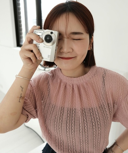 mimi toujours(ミミトゥジュール)の「2way シアー レース リボン ブラウス mimi toujours×ImSpring(シャツ/ブラウス・レディース・ピンク/アイボリー/ブラック・M)」の7枚目の写真