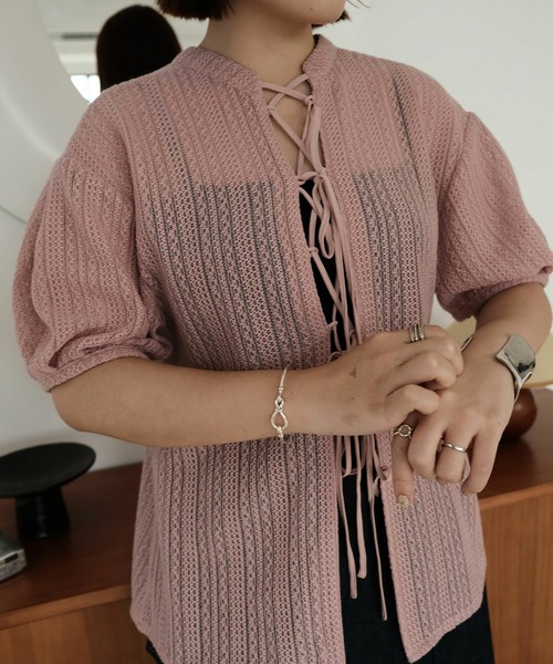 mimi toujours(ミミトゥジュール)の「2way シアー レース リボン ブラウス mimi toujours×ImSpring(シャツ/ブラウス・レディース・ピンク/アイボリー/ブラック・M)」の9枚目の写真