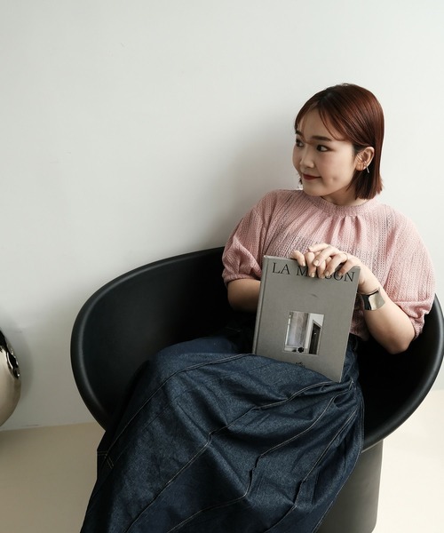 mimi toujours(ミミトゥジュール)の「2way シアー レース リボン ブラウス mimi toujours×ImSpring(シャツ/ブラウス・レディース・ピンク/アイボリー/ブラック・M)」の10枚目の写真