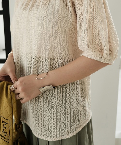 mimi toujours(ミミトゥジュール)の「2way シアー レース リボン ブラウス mimi toujours×ImSpring(シャツ/ブラウス・レディース・ピンク/アイボリー/ブラック・M)」の18枚目の写真