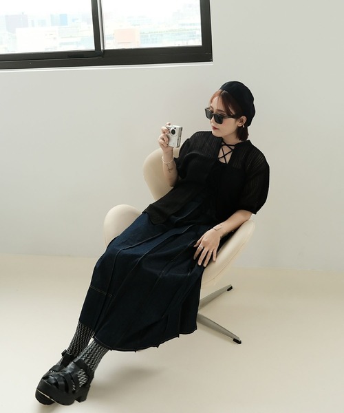 mimi toujours(ミミトゥジュール)の「2way シアー レース リボン ブラウス mimi toujours×ImSpring(シャツ/ブラウス・レディース・ピンク/アイボリー/ブラック・M)」の19枚目の写真