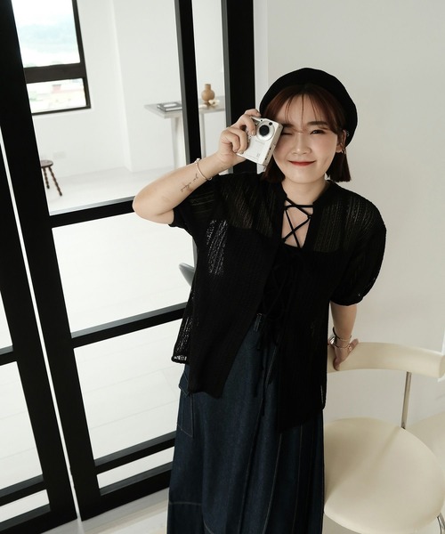 mimi toujours(ミミトゥジュール)の「2way シアー レース リボン ブラウス mimi toujours×ImSpring(シャツ/ブラウス・レディース・ピンク/アイボリー/ブラック・M)」の21枚目の写真