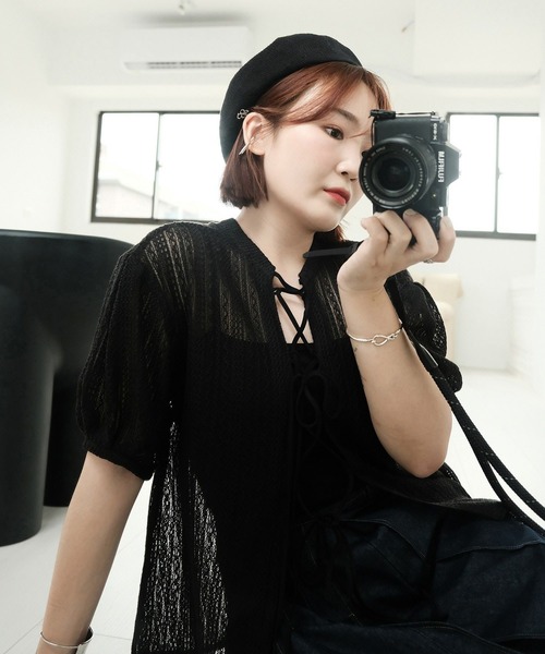 mimi toujours(ミミトゥジュール)の「2way シアー レース リボン ブラウス mimi toujours×ImSpring(シャツ/ブラウス・レディース・ピンク/アイボリー/ブラック・M)」の22枚目の写真