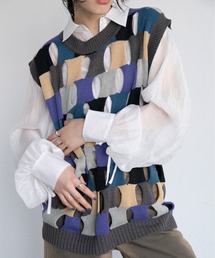 VACANCY | 【ユニセックス】ブロックホールニットベスト(ベスト)