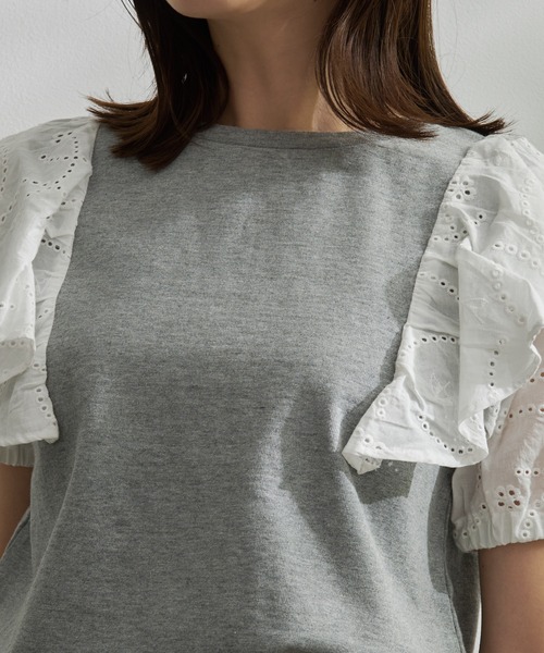 tシャツ レースフリルプルオーバー レディース レースフリルプルオーバー（Tシャツ/カットソー）｜SNIDEL