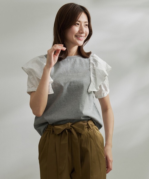 Arnold Palmer（アーノルドパーマー）の「アンブレラ レース フリル プルオーバー（Tシャツ/カットソー・レディース・杢グレー/ブラック/ホワイト・S/L/M）」の17枚目の写真