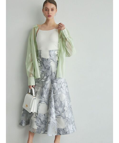 MERCURYDUO（マーキュリーデュオ）の「花柄ジャカードコルセットフレアスカート（スカート・レディース・ラベンダー/ライトグレー・MEDIUM/SMALL）」の7枚目の写真