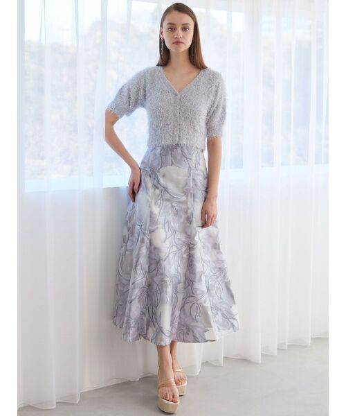 MERCURYDUO（マーキュリーデュオ）の「花柄ジャカードコルセットフレアスカート（スカート・レディース・ラベンダー/ライトグレー・MEDIUM/SMALL）」の10枚目の写真