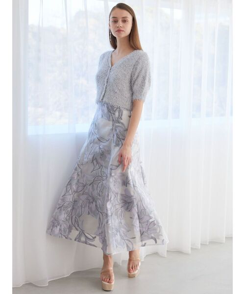 MERCURYDUO（マーキュリーデュオ）の「花柄ジャカードコルセットフレアスカート（スカート・レディース・ラベンダー/ライトグレー・MEDIUM/SMALL）」の13枚目の写真