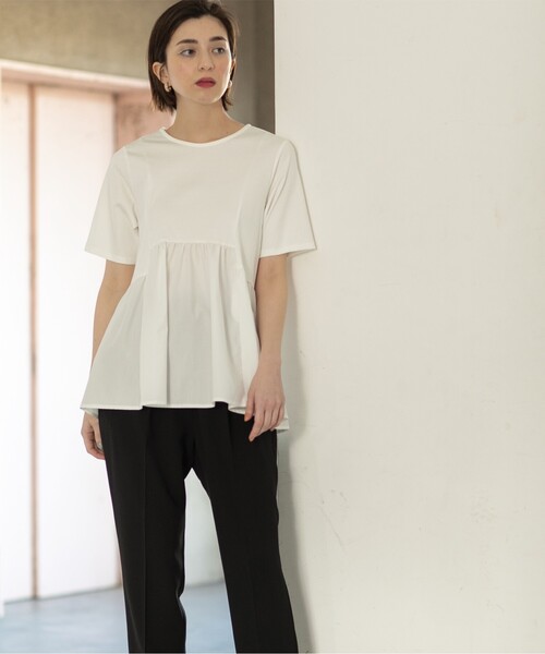 OPAQUE.CLIP（オペークドットクリップ）の「◆異素材Aラインカットソー シルク調コットン【洗濯機洗い可】（Tシャツ/カットソー・レディース・ホワイト/ベージュ/ブラック/チャコールグレー・42/40/38/36/34）」の10枚目の写真