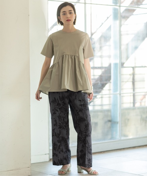 【定価18,000円】ラシュッド　異素材トップス　チャコールグレー　M 定価18,000円】ラシュッド異素材トップスチャコールグレーM