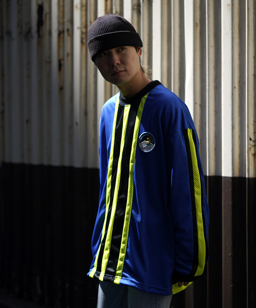 美品　ノーマティーディー　ストライラプメッシュ　長袖　カットソー　4 NOMA t.d. / ノーマティーディー】 Stripe 4 Holes Tee（Tシャツ