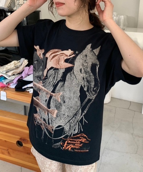 THEATRE PRODUCTS(シアタープロダクツ)の「【スパイク 小川暖奈×THEATREPRODUCTS コラボ】SEASIDE AND RIVER コラージュ半袖Tシャツ(Tシャツ/カットソー・レディース・ホワイト/ブラック・FREE)」の10枚目の写真