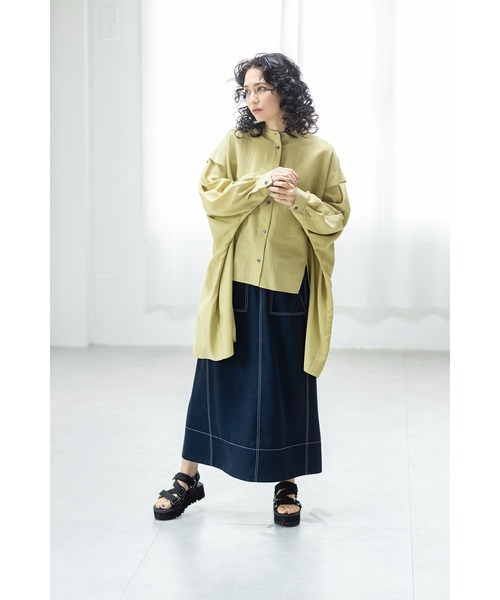 OSMOSIS（オズモーシス）の「ドルマンビッグブラウス（シャツ/ブラウス・レディース・アイボリー/イエロー/ブラック・ONE SIZE）」の4枚目の写真