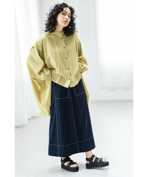 OSMOSIS（オズモーシス）の「ドルマンビッグブラウス（シャツ/ブラウス・レディース・アイボリー/イエロー/ブラック・ONE SIZE）」の5枚目の写真