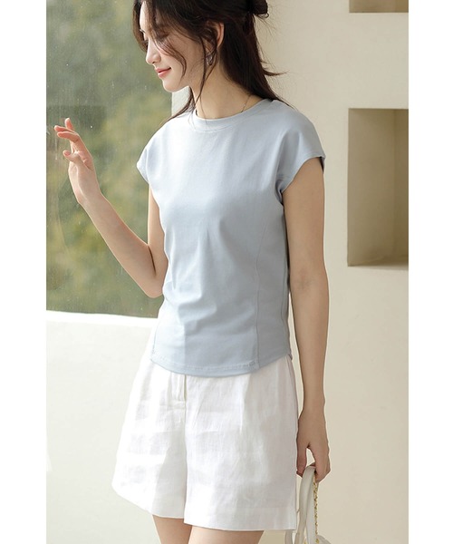 Market 【 Slip And Fall T-Shirt Womens 】 ファッション レディースファッション トップス Tシャツ カットソー レディー Oversized T Shirts Women Crew Neck Half Sleeve Drop Shoulder