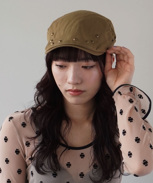 BARELY BLUE（ベアリーブルー）の「【 BARELY BLUE / ベアリーブルー 】 ビンテージ デザイン スタッズ ハンチング帽（ハンチング/ベレー帽・レディース・ブラック/カーキ/チャコールグレー/ベージュ・FREE）」の13枚目の写真