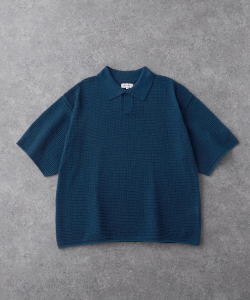 ルーズシルエット2WAYスキッパーニットポロシャツ MONO-MART