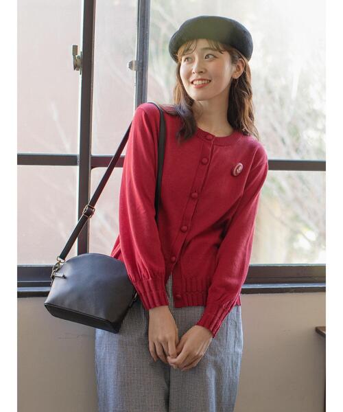 Samansa Mos2（サマンサ モスモス）の「【ゆべし×Samansa Mos2】お花ブローチ付ニット（カーディガン/ボレロ・レディース・ベージュ/ピンク/レッド/ネイビー・F）」の5枚目の写真