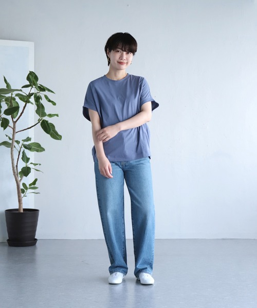 OWLEYE by domingo（アウルアイ バイドミンゴ）の「[ OWLEYE by domingo / アウルアイ ] 30/1ベーシック天竺 〈汗ジミ対応〉ショートスリーブワイドＴシャツ（Tシャツ/カットソー・レディース・ライトグレー/レモンイエロー/コバルトブルー/キナリ・FREE）」の14枚目の写真