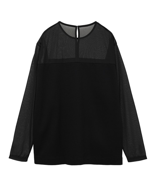 tシャツ MANOF TULLE DOCKING CUT TOPS レディース MANOF（マノフ）の「DOCKING CUT TOPS（Tシャツ/カットソー