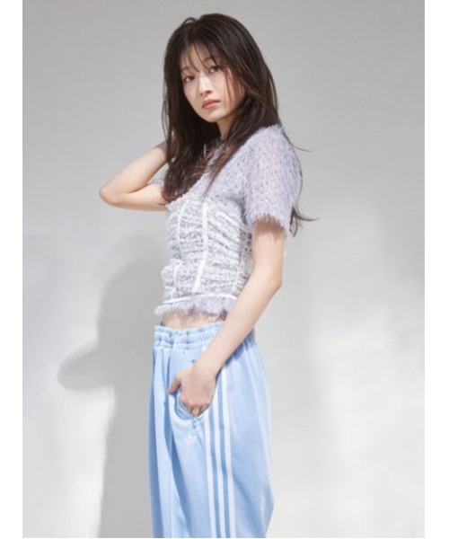 SNIDEL(スナイデル)の「カットジャガードカットソー(Tシャツ/カットソー・レディース・ホワイト/ピンク/ライトブルー・FREE)」の15枚目の写真