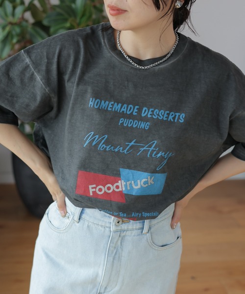 LEPSIM（レプシィム）の「ムラ染めLOGOｰT　113201（Tシャツ/カットソー・レディース・ブルー/アイボリー/ライトピンク/チャコールグレー・FREE）」の3枚目の写真