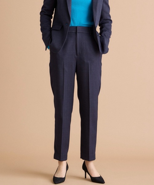 INED CLARO（イネドクラロ）の「【洗えるセットアップ】ウールライクウインドペン テーパードパンツ（スーツパンツ・レディース・グレー/ネイビー・7号/9号/11号）」の2枚目の写真