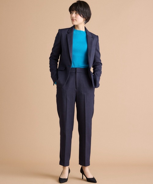 INED CLARO（イネドクラロ）の「【洗えるセットアップ】ウールライクウインドペン テーパードパンツ（スーツパンツ・レディース・グレー/ネイビー・7号/9号/11号）」の4枚目の写真