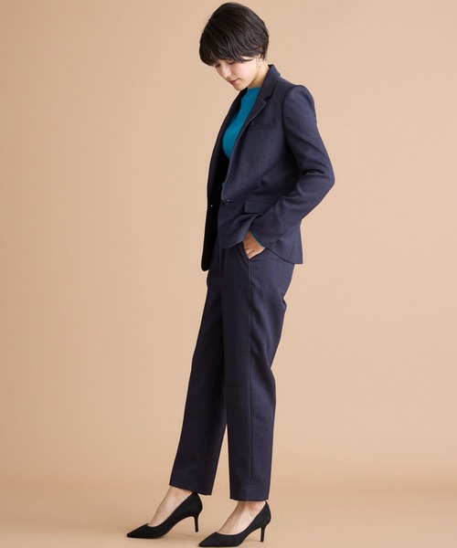 INED CLARO（イネドクラロ）の「【洗えるセットアップ】ウールライクウインドペン テーパードパンツ（スーツパンツ・レディース・グレー/ネイビー・7号/9号/11号）」の7枚目の写真