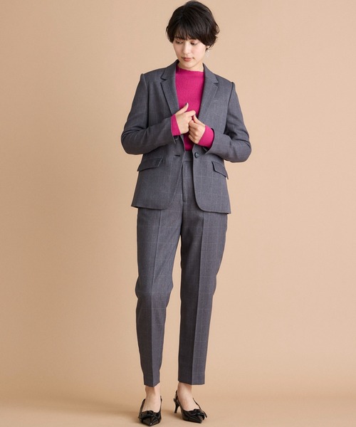 INED CLARO（イネドクラロ）の「【洗えるセットアップ】ウールライクウインドペン テーパードパンツ（スーツパンツ・レディース・グレー/ネイビー・7号/9号/11号）」の13枚目の写真