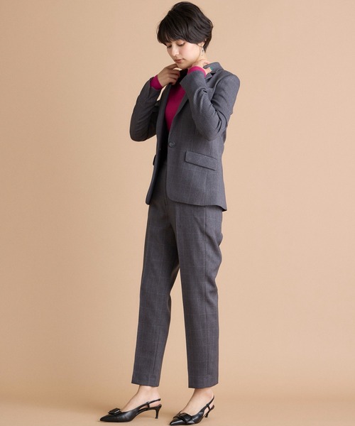 INED CLARO（イネドクラロ）の「【洗えるセットアップ】ウールライクウインドペン テーパードパンツ（スーツパンツ・レディース・グレー/ネイビー・7号/9号/11号）」の15枚目の写真