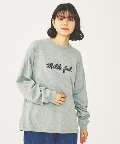 MILKFED.(ミルクフェド)の「ICING LOGO BASIC L/S TEE(Tシャツ/カットソー・レディース・ライトピンク/オフホワイト/アッシュ・M/L)」の13枚目の写真