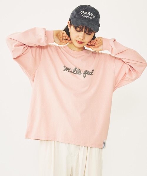 MILKFED.(ミルクフェド)の「ICING LOGO BASIC L/S TEE(Tシャツ/カットソー・レディース・ライトピンク/オフホワイト/アッシュ・M/L)」の21枚目の写真