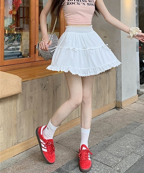 gossip!ロサンゼルス(ゴシップロサンゼルス)の「Y2K リボンレースギャザーミニスカート(スカート・レディース・ブラック/ホワイト・FREE)」の17枚目の写真