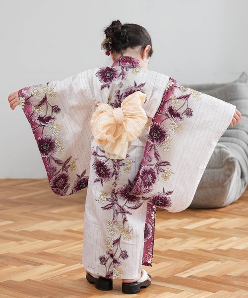 キッズ浴衣3点セット utatane えんじのひらひら花染分け(浴衣)|utatane(ウタタネ) キッズ浴衣3点セット utatane えんじのひらひら花染分け(浴衣)|utatane(ウタタネ)