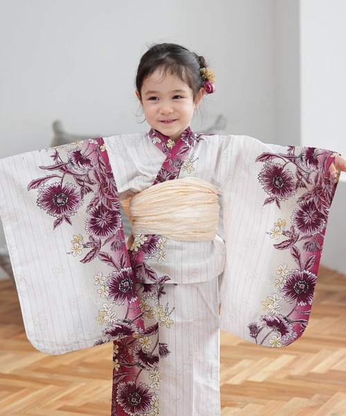 キッズ浴衣3点セット utatane えんじのひらひら花染分け(浴衣)|utatane(ウタタネ) キッズ浴衣3点セット utatane えんじのひらひら花染分け(浴衣)|utatane(ウタタネ)