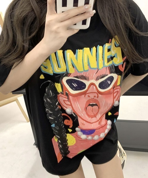 REMUR(レミュール)の「プリントTシャツ オーバーサイズ 半袖(Tシャツ/カットソー・レディース・モカ/ブラック・FREE)」の8枚目の写真