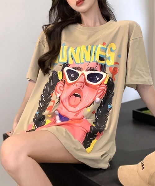 REMUR(レミュール)の「プリントTシャツ オーバーサイズ 半袖(Tシャツ/カットソー・レディース・モカ/ブラック・FREE)」の16枚目の写真