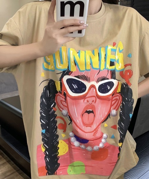 REMUR(レミュール)の「プリントTシャツ オーバーサイズ 半袖(Tシャツ/カットソー・レディース・モカ/ブラック・FREE)」の18枚目の写真