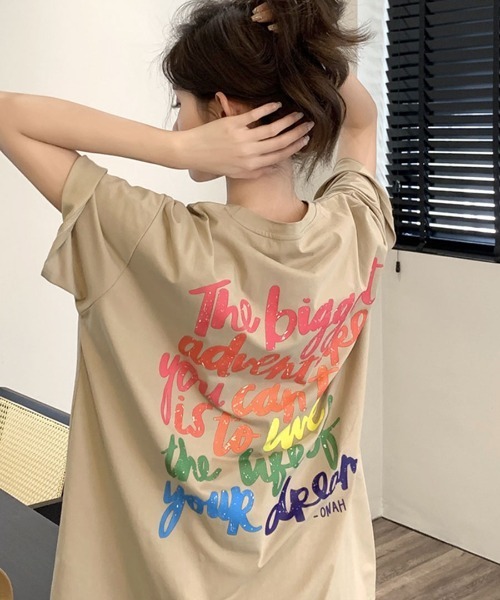 REMUR(レミュール)の「プリントTシャツ オーバーサイズ 半袖(Tシャツ/カットソー・レディース・モカ/ブラック・FREE)」の20枚目の写真