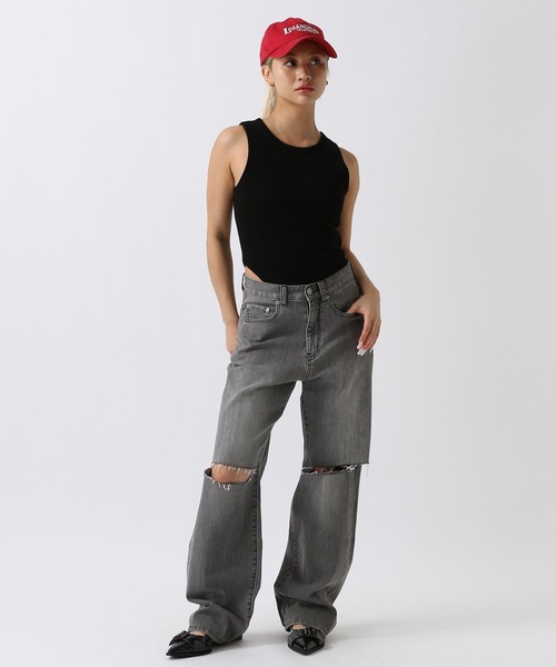 FOREVER 21（フォーエバー トゥエンティーワン）の「【2024SS】ノースリーブボディスーツ（タンクトップ・レディース・ブラック/オフホワイト・MEDIUM/SMALL）」の3枚目の写真