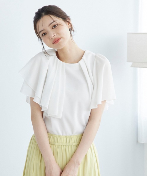 12Twelve Agenda(トゥエルブ アジェンダ)の「アシメラッフルカットソー(Tシャツ/カットソー・レディース・オフホワイト/ブラック・M)」の4枚目の写真