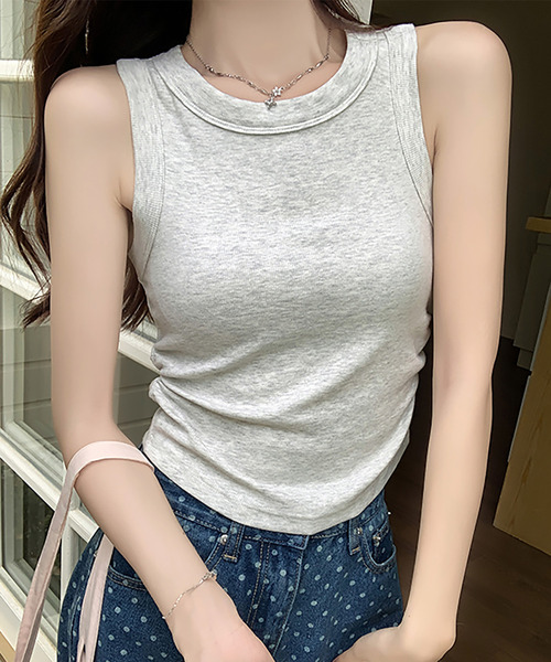 Girly Doll(ガーリードール)の「ベーシックタンクトップ(タンクトップ・レディース・ピンク/ライトグレー/ブルー/ホワイト/ベージュ/ブラック・M/L)」の20枚目の写真