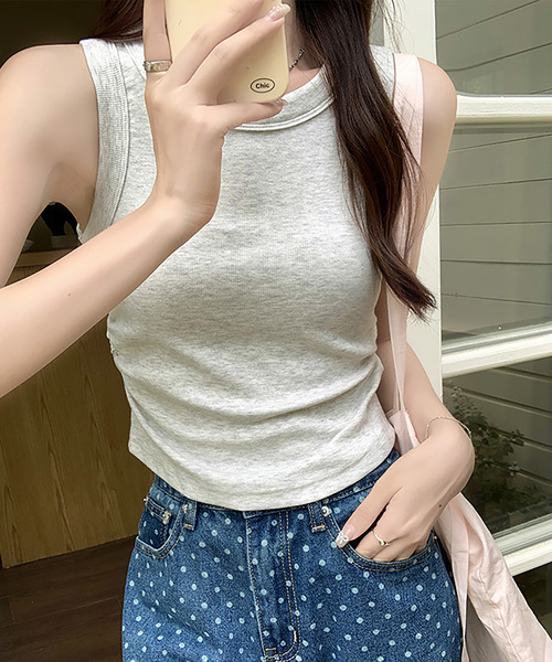 Girly Doll(ガーリードール)の「ベーシックタンクトップ(タンクトップ・レディース・ピンク/ライトグレー/ブルー/ホワイト/ベージュ/ブラック・M/L)」の22枚目の写真