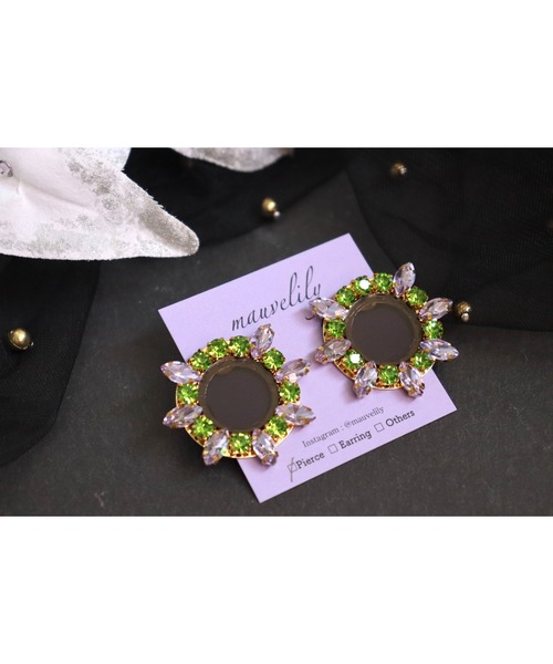 tone（トーン）の「【mauvelily】Bijou flower(MA)（ピアス（両耳用）・レディース・ブラック系その他/オレンジ系その他/グリーン系その他・FREE）」の2枚目の写真