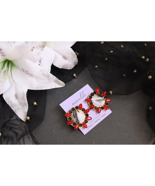 tone（トーン）の「【mauvelily】Bijou flower(MA)（ピアス（両耳用）・レディース・ブラック系その他/オレンジ系その他/グリーン系その他・FREE）」の12枚目の写真